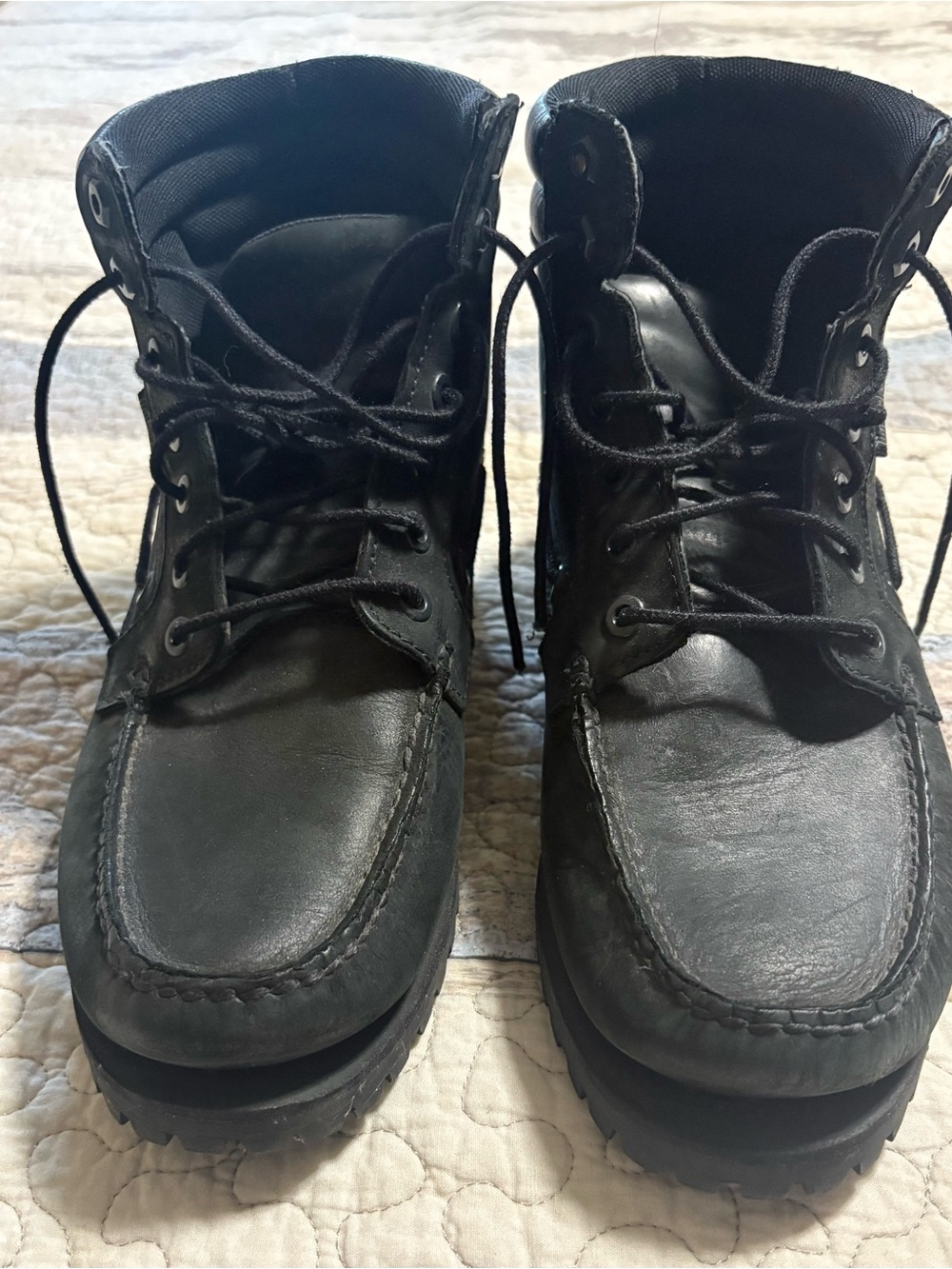 Timberland Men's Black Leather Lace-Up Work Boots